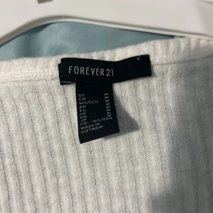 Crop white button up shirt